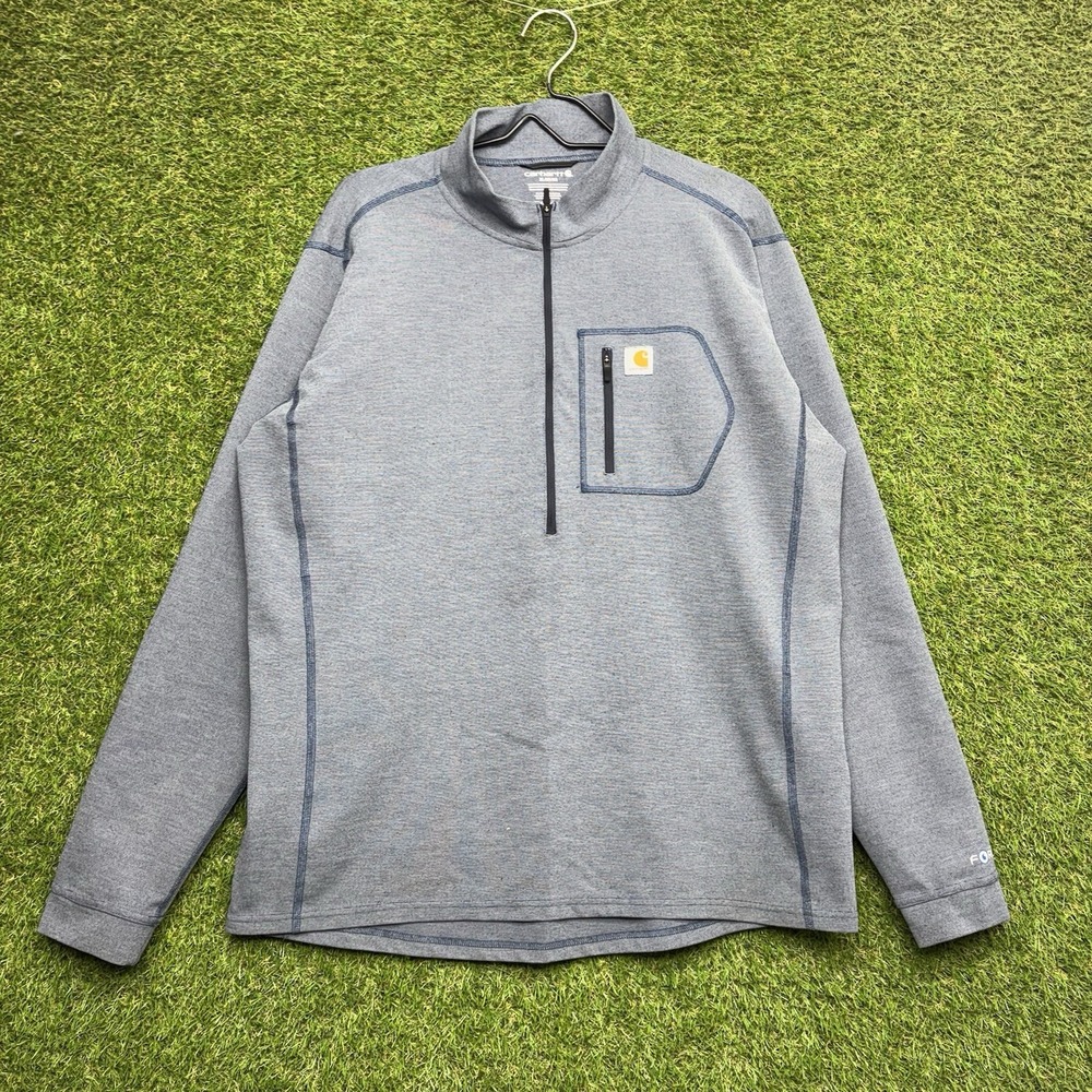 Carhartt Force 1/4 Zip Shirt Mens XL Relaxed Fit Long Sleeve Pullover Grey